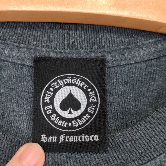 Thrasher Magazine Men's T-Shirt Short Sleeve L Green Gray Crew Neck Regular Fit - Picture 9 of 12